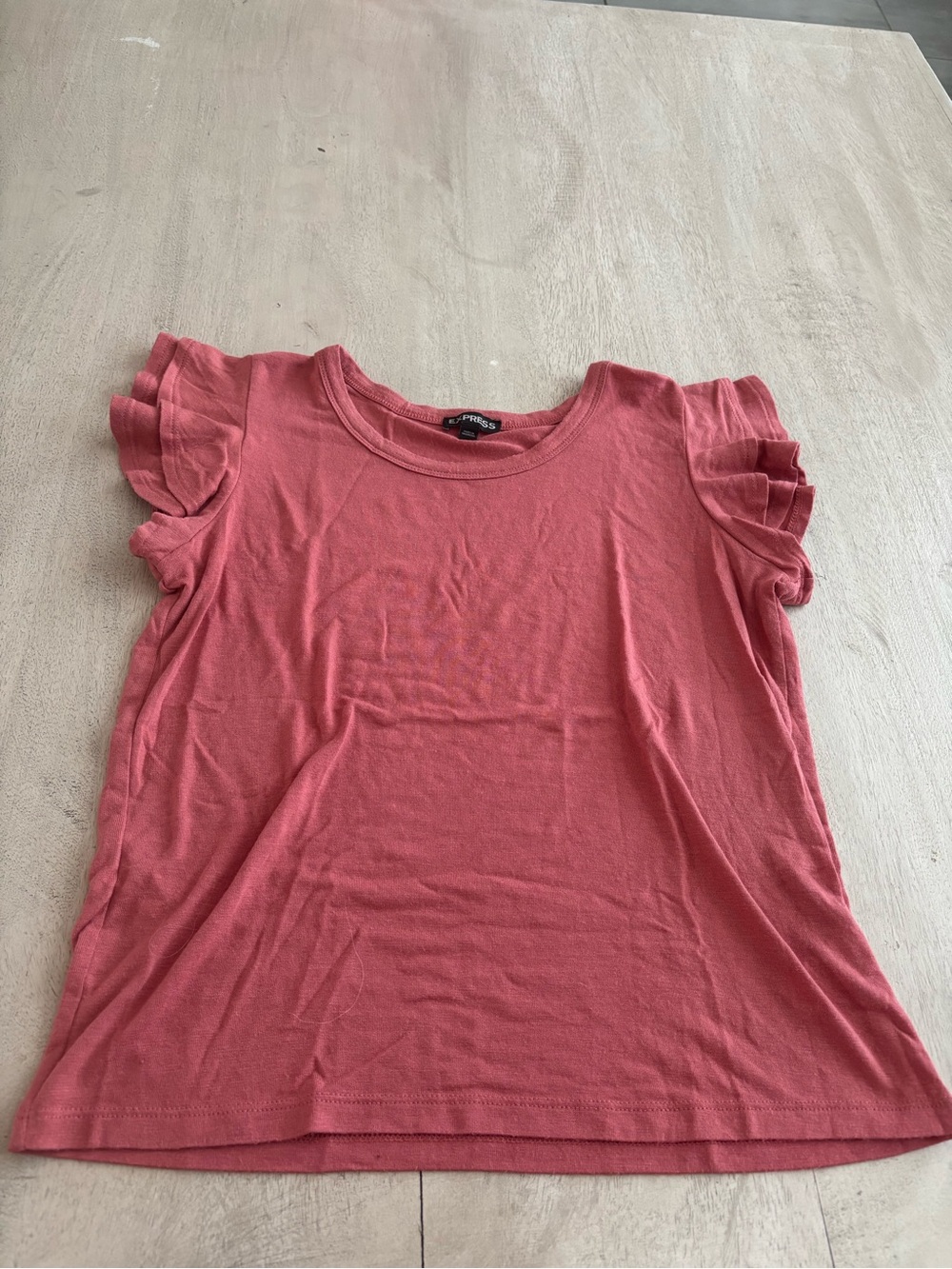 Express Pink Ruffle Sleeve Tee